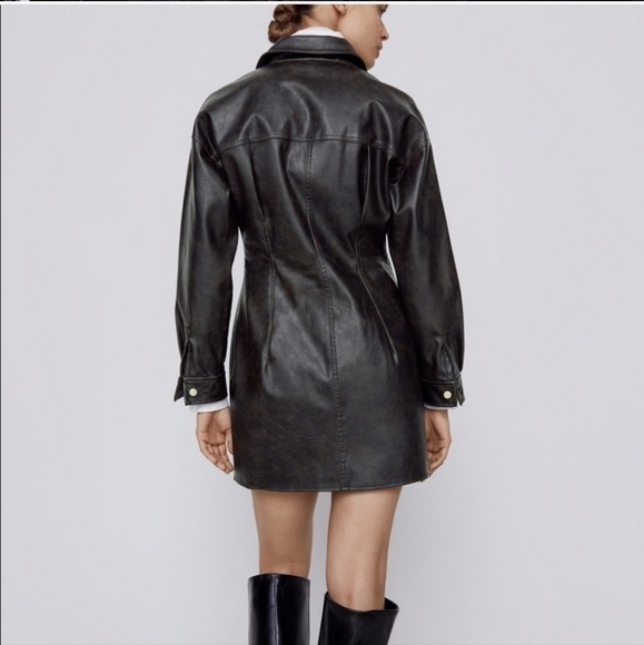 ZARA Washed Faux Leather Dress - Picture 2 of 10